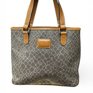 Nina Ricci Monogram Canvas Tote – Brown/Cognac Leather Trim